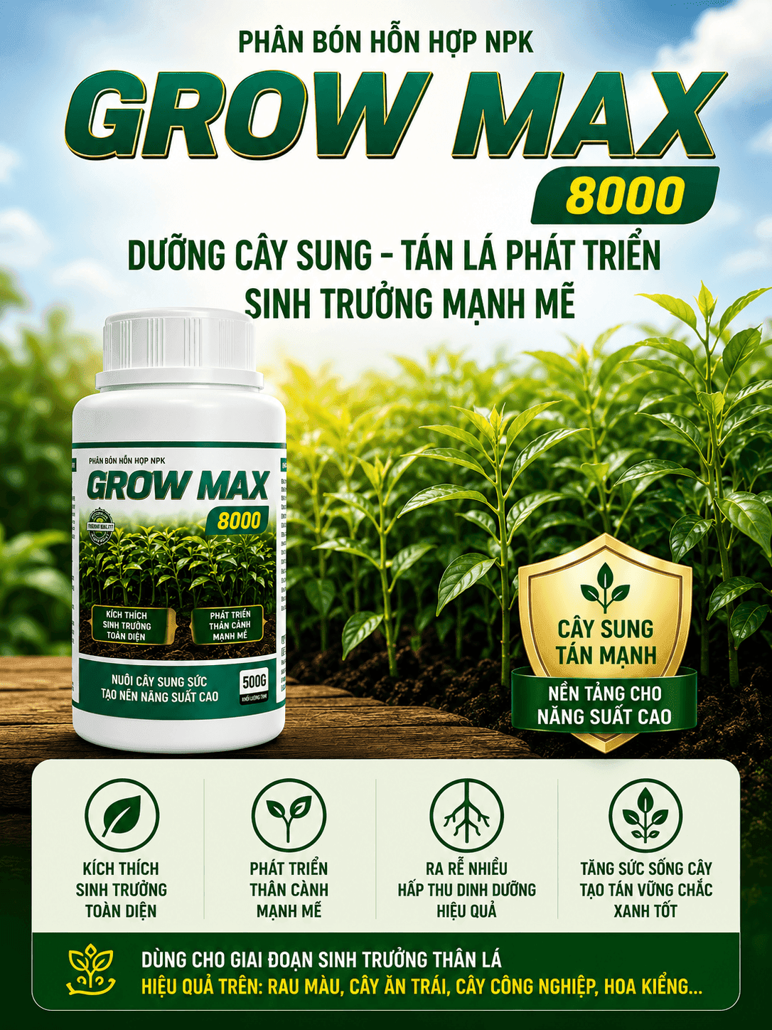 Grow Max 8000 - Tăng Sinh Trưởng, Cây Khỏe Đều
