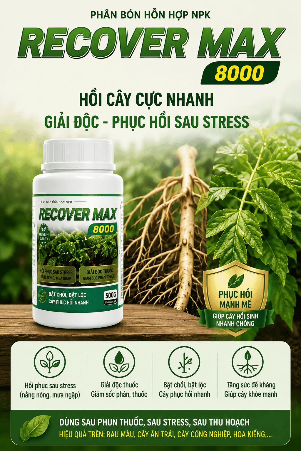 Recover Max 8000 - Phục Hồi Cây Suy, Xanh Lá Lại Nhanh