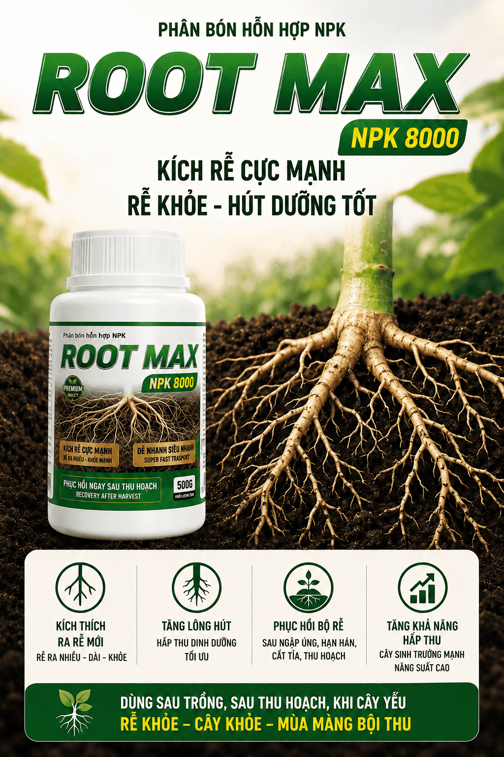 RootMax NPK8000 - Kích Rễ Cực Mạnh, Bung Đọt Cực Nhanh