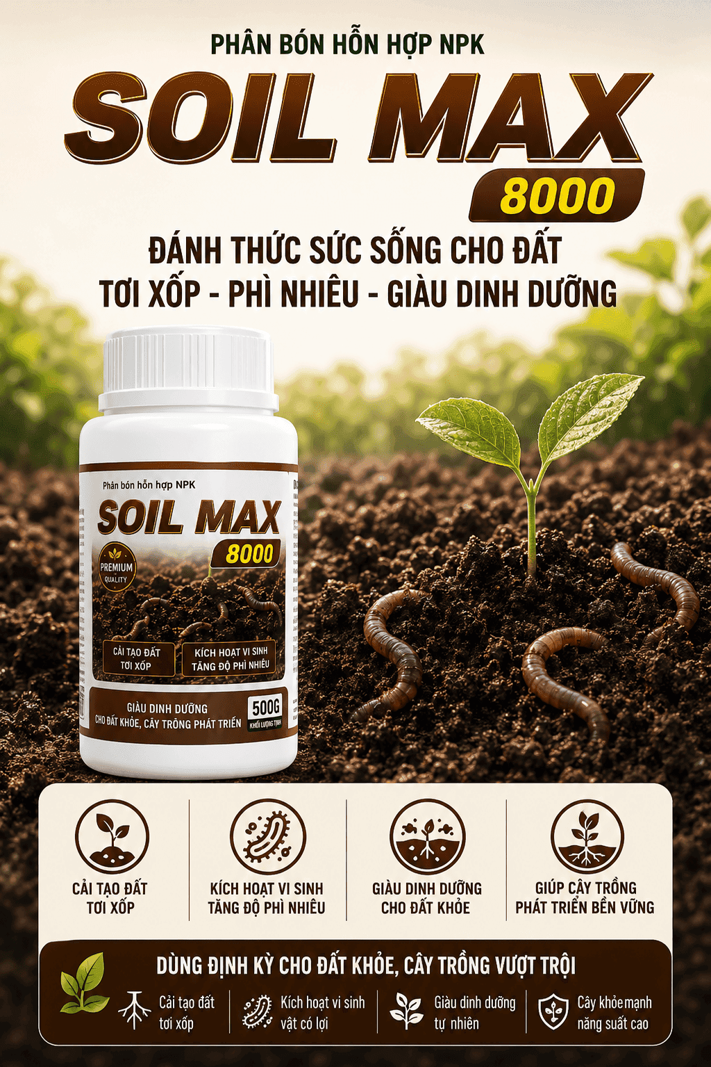 Soil Max 8000 - Cải Tạo Đất, Phục Hồi Nền Rễ